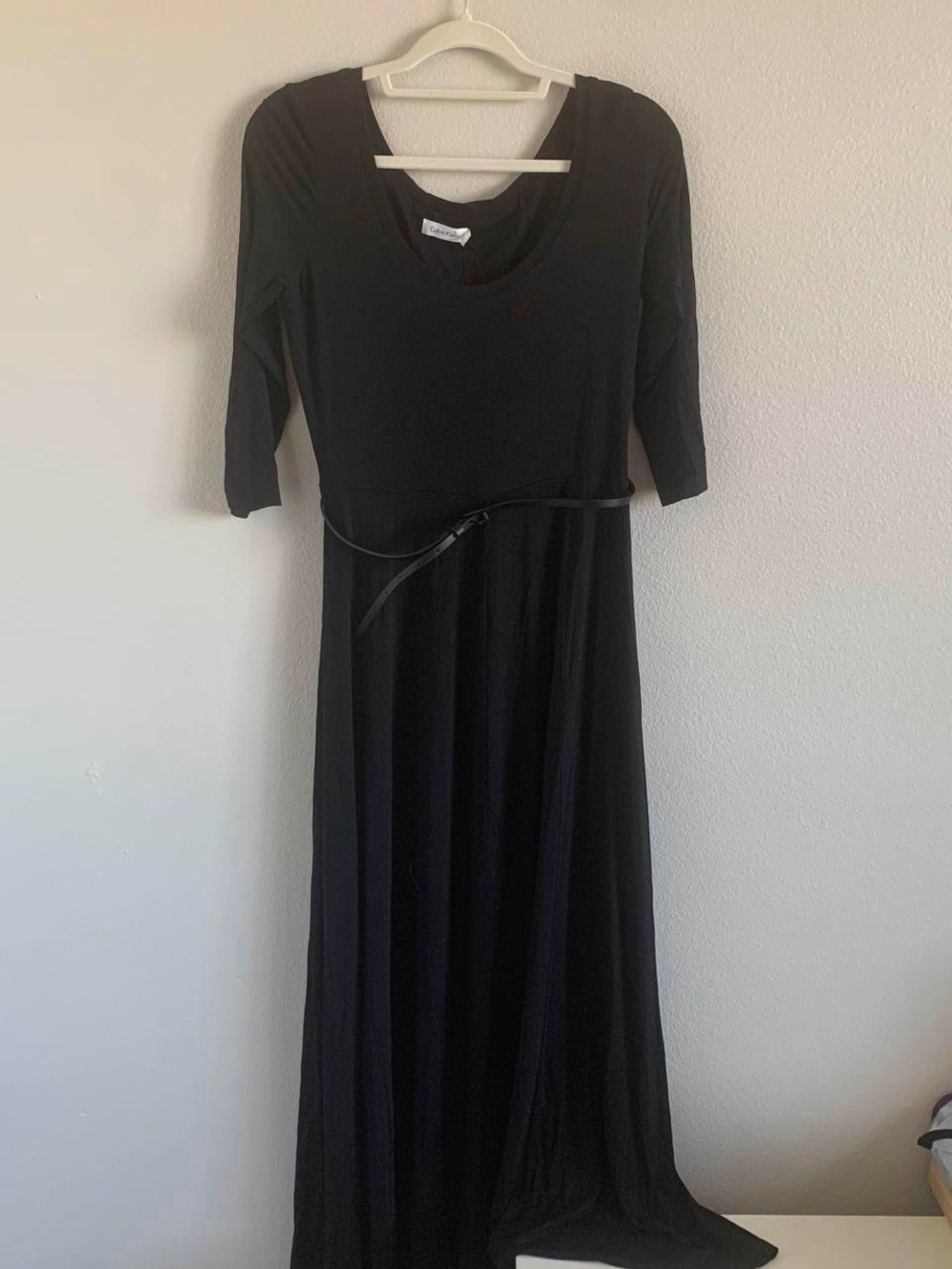 Black Maxi Dress with Belt - Women